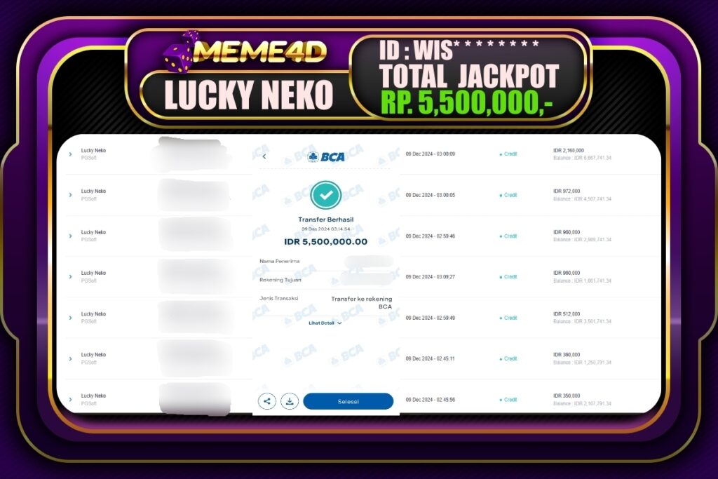 Bukti Jp MEME4D Slot Online 09 DESEMBER 2024