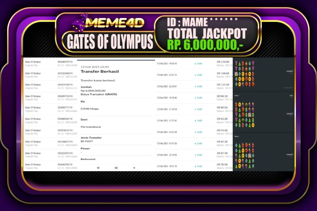 Bukti Jp MEME4D Slot Online 13 Februari 2025