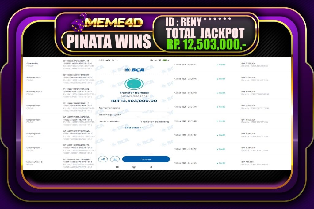 Bukti Jp MEME4D Slot Online 14 Februari 2025