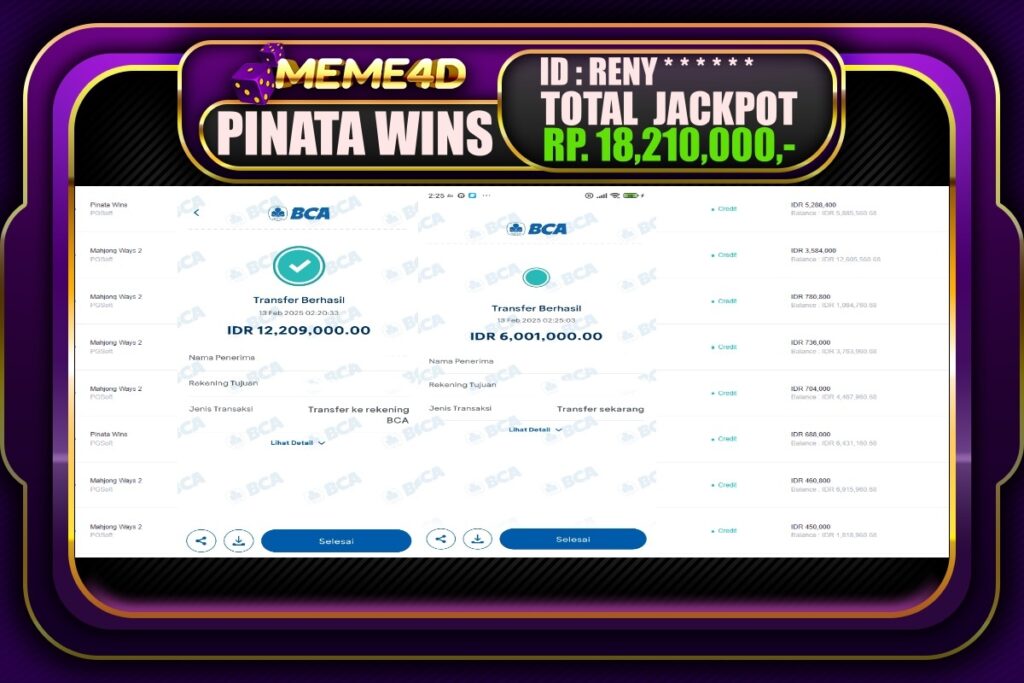 Bukti Jp MEME4D Slot Online 13 Februari 2025