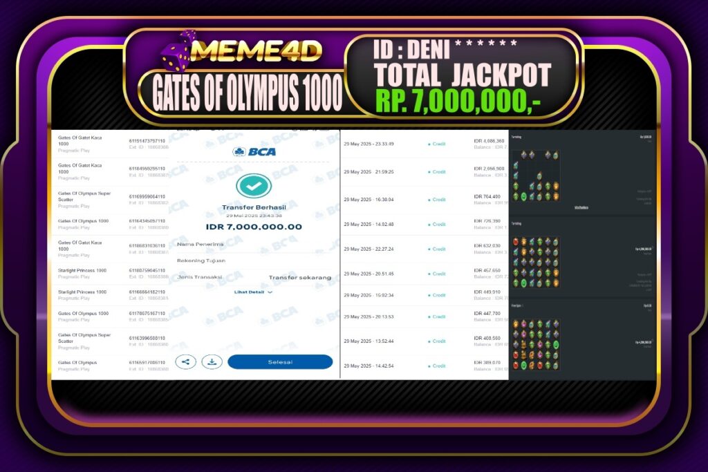 Bukti Jp MEME4D Slot Online 30 Mei 2025
