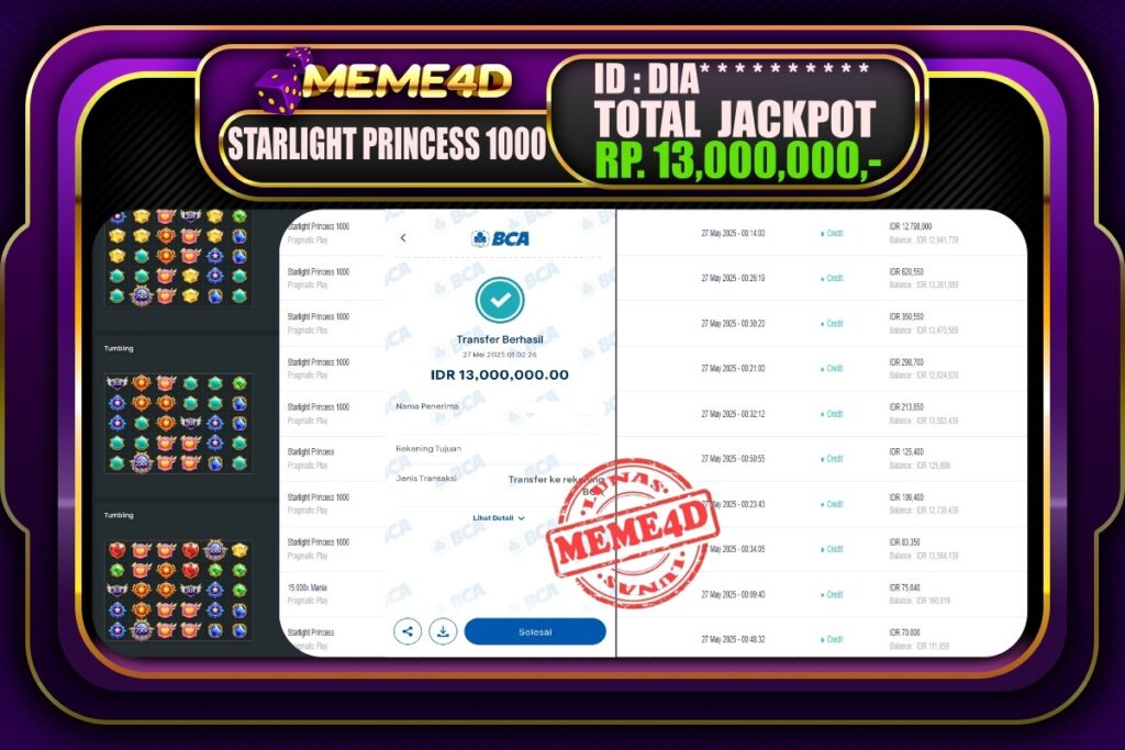 Bukti Jp MEME4D Slot Online 27 Mei 2025