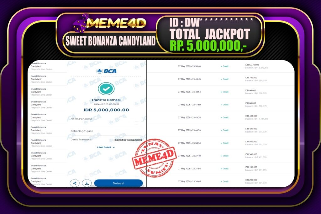 Bukti Jp MEME4D Slot Online 28 Mei 2025