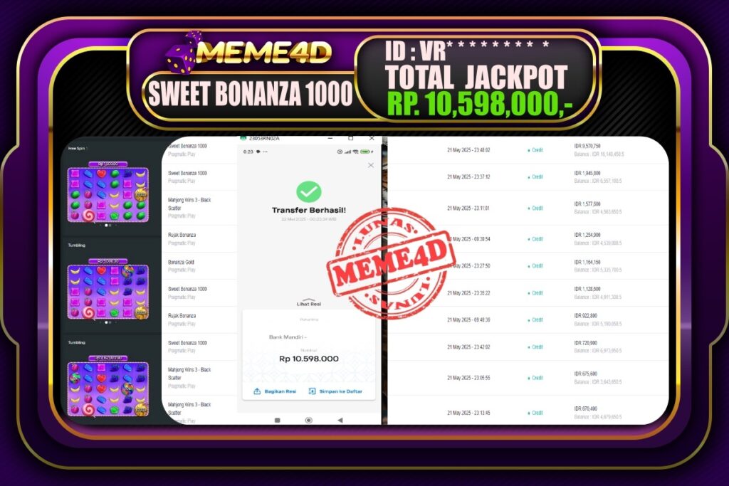 Bukti Jp MEME4D Slot Online 22 Mei 2025