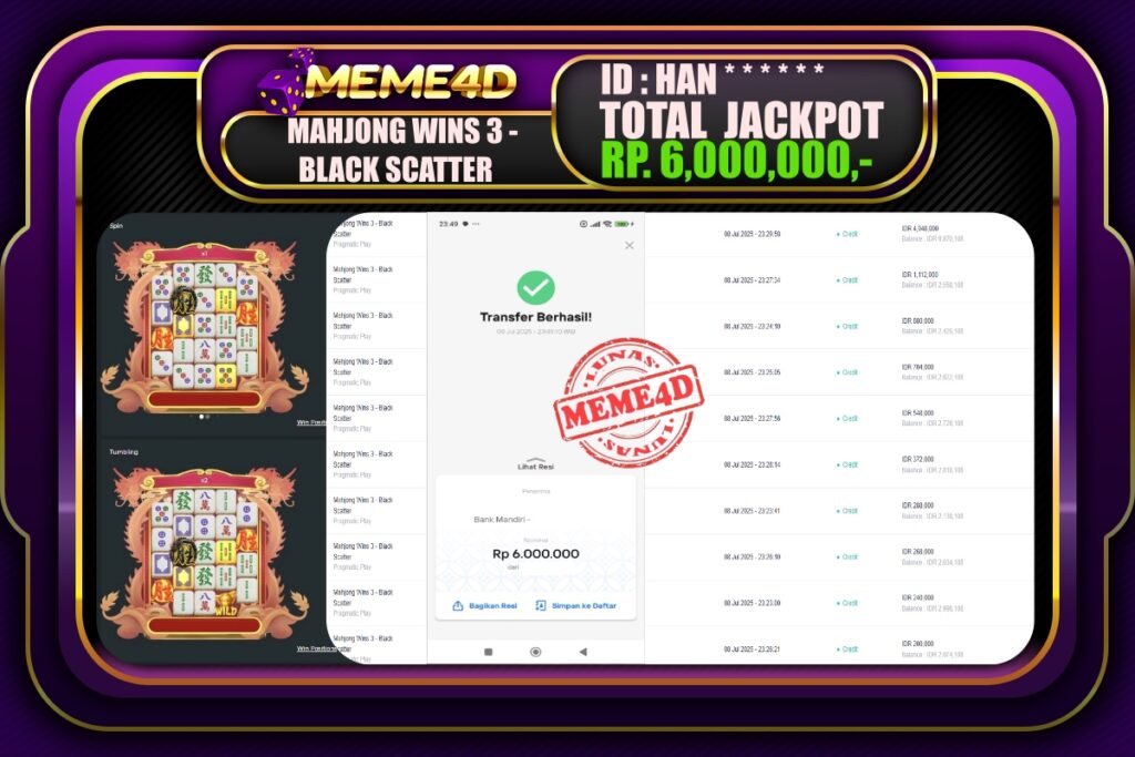 Bukti Jp MEME4D Slot Online 09 Juli 2025