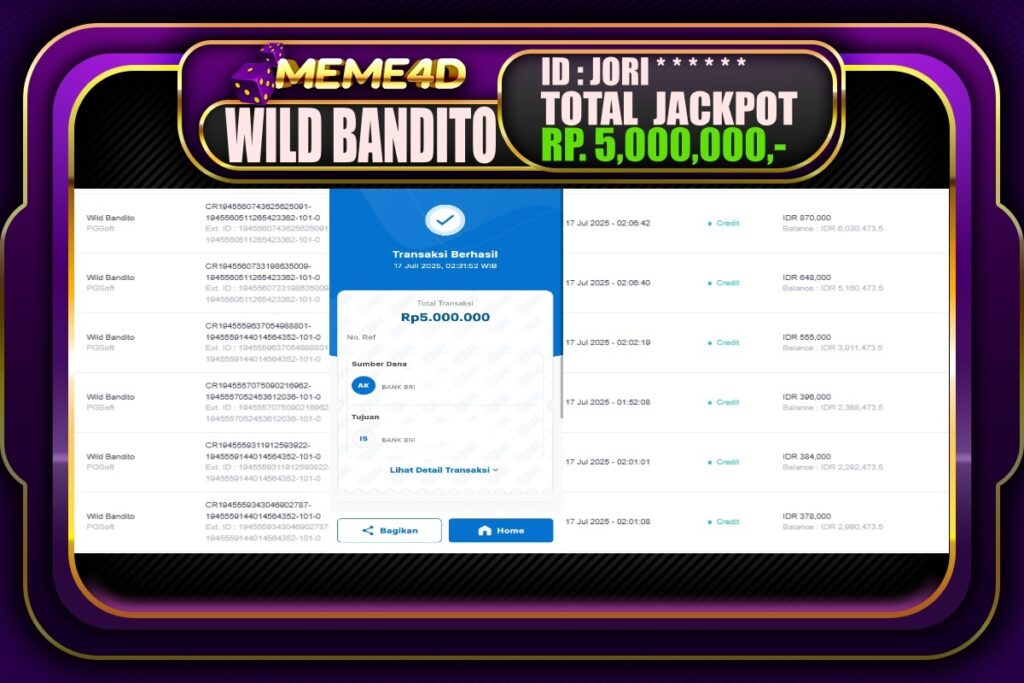 Bukti Jp MEME4D Slot Online 17 Juli 2025