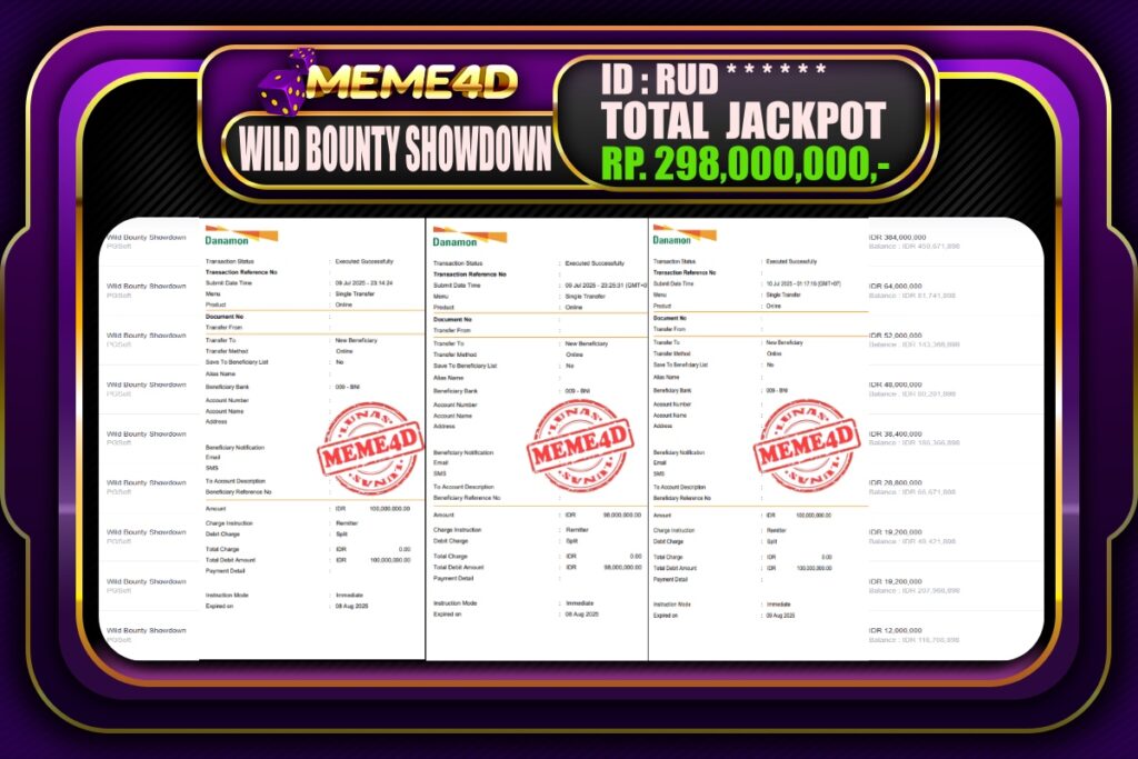 Bukti Jp MEME4D Slot Online 10 Juli 2025