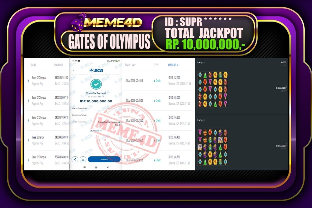 Bukti Jp MEME4D Slot Online 21 Juli 2025
