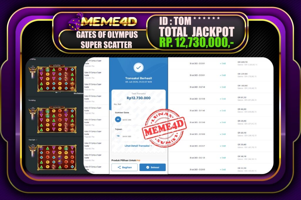 Bukti Jp MEME4D Slot Online 09 Juli 2025