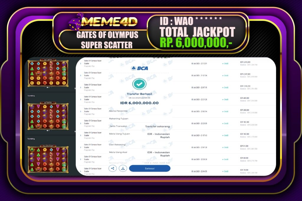 Bukti Jp MEME4D Slot Online 09 Juli 2025