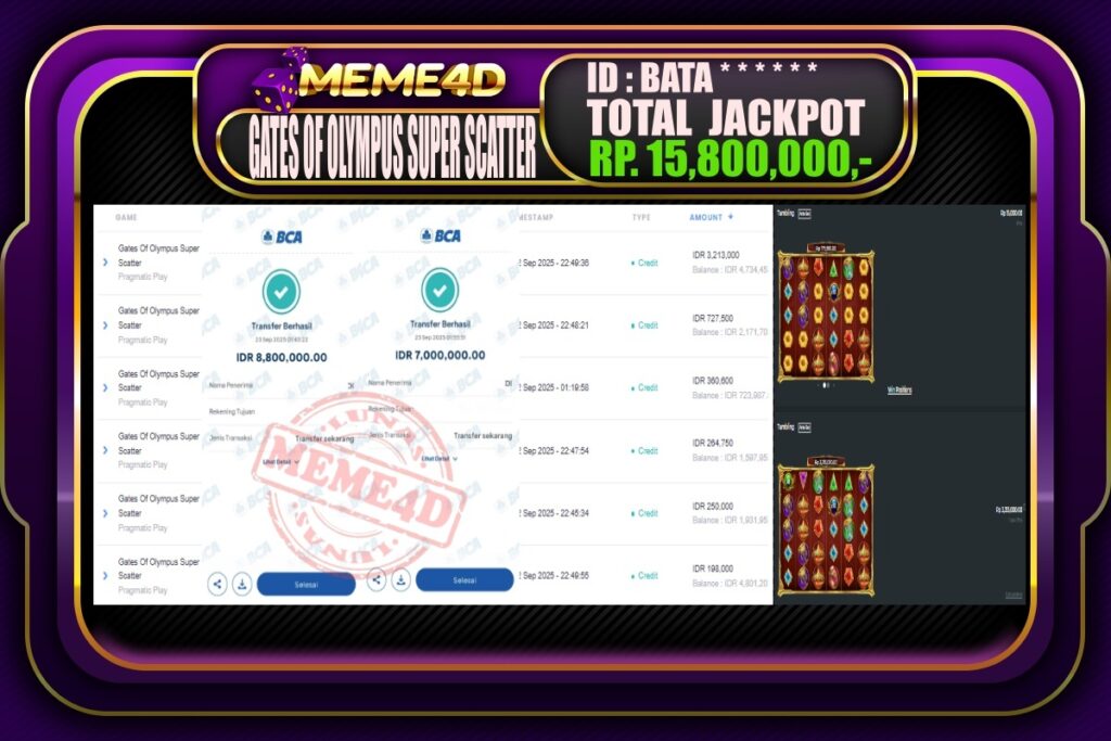 Bukti Jp MEME4D Slot Online 23 September 2025