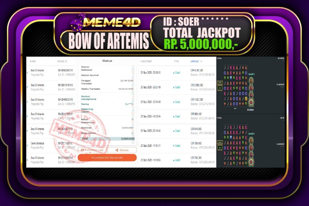 Bukti Jp MEME4D Slot Online 22 September 2025