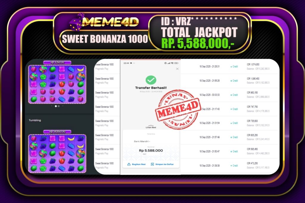 Bukti Jp MEME4D Slot Online 19 September 2025