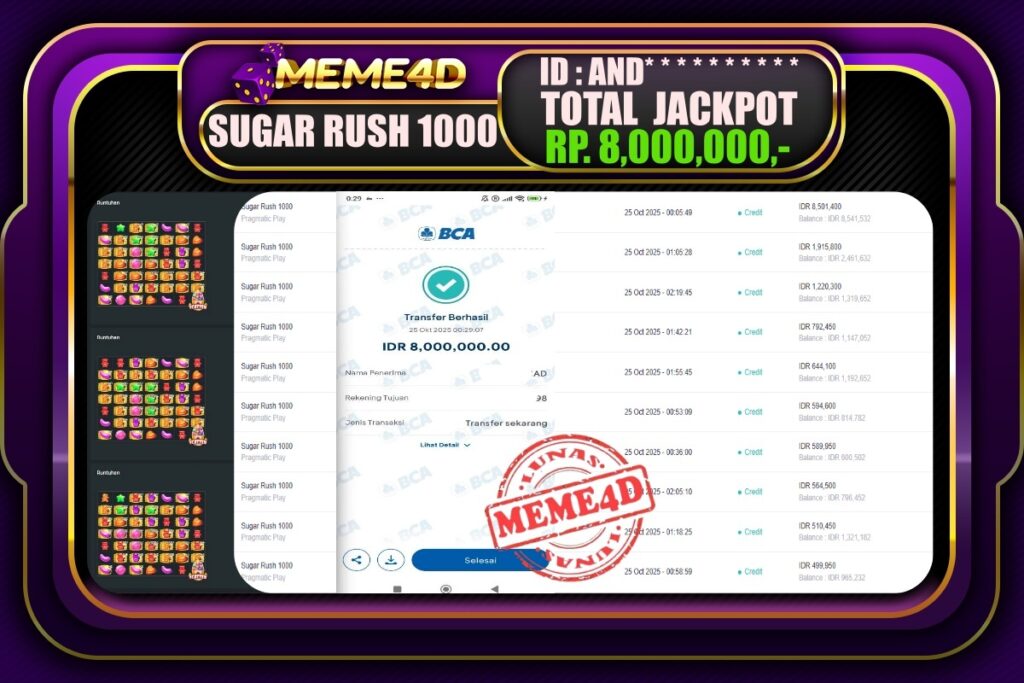 Bukti Jp MEME4D Slot Online 25 Oktober 2025