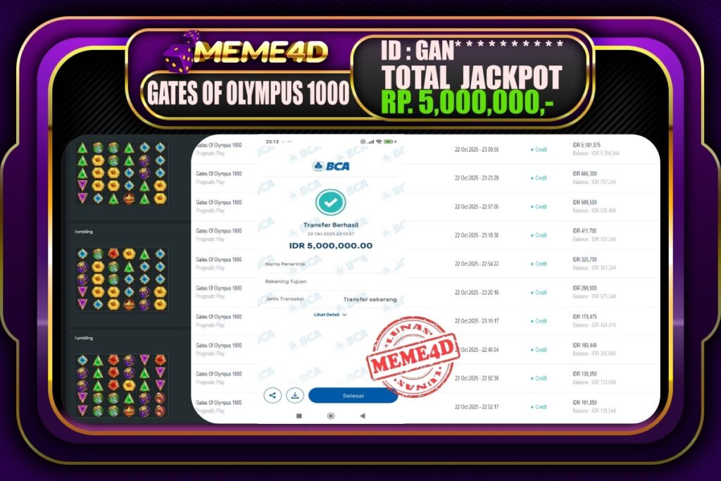 Bukti Jp MEME4D Slot Online 23 Oktober 2025