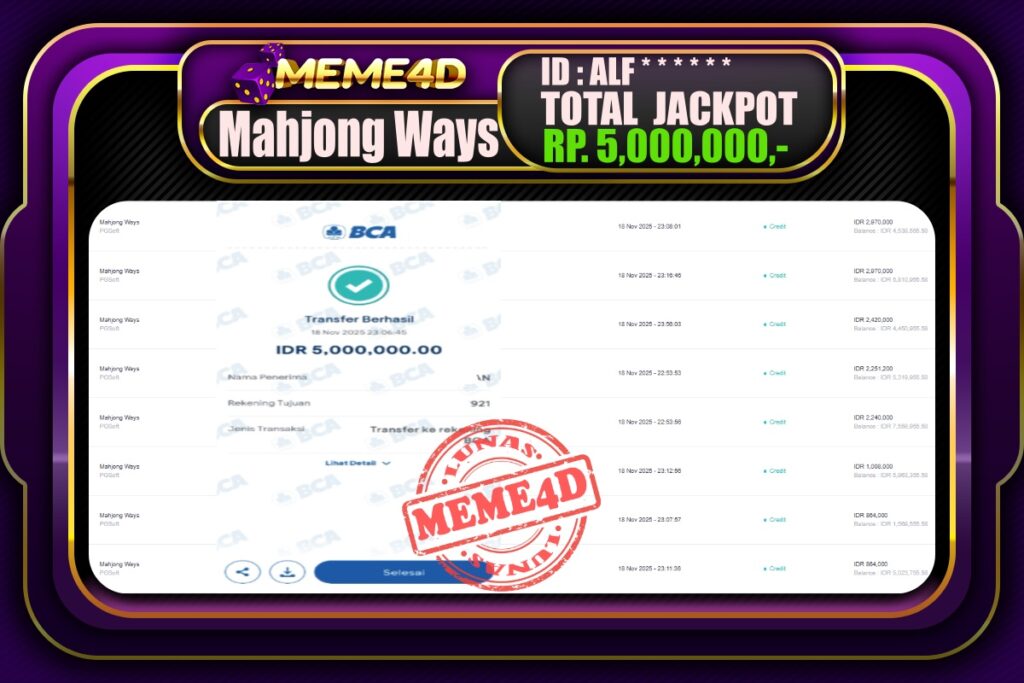 Bukti Jp MEME4D Slot Online 19 November 2025