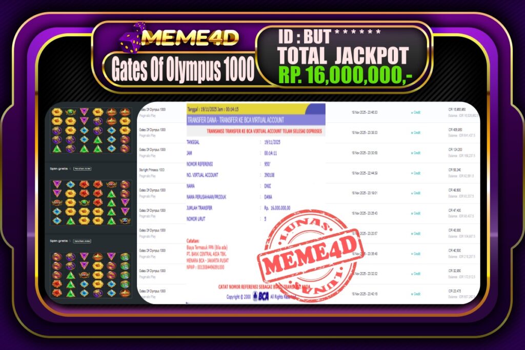 Bukti Jp MEME4D Slot Online 19 November 2025