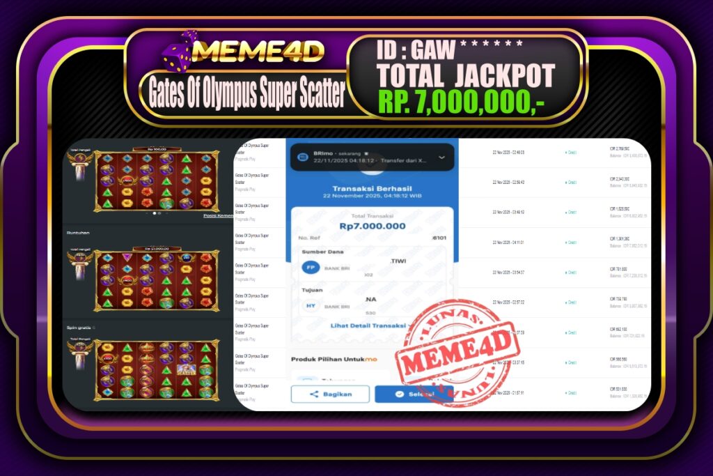 Bukti Jp MEME4D Slot Online 22 November 2025