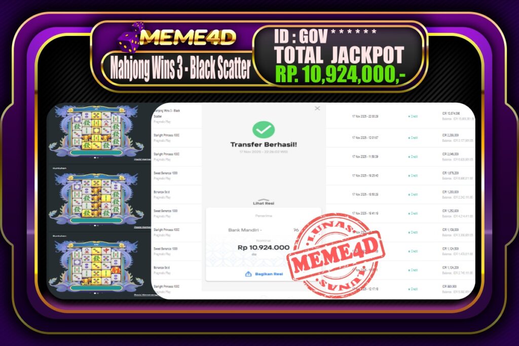 Bukti Jp MEME4D Slot Online 18 November 2025