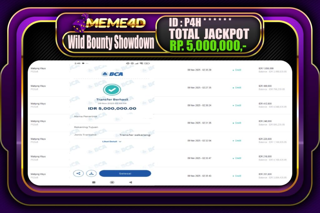 Bukti Jp MEME4D Slot Online 09 November 2025