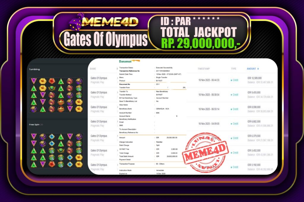 Bukti Jp MEME4D Slot Online 18 November 2025