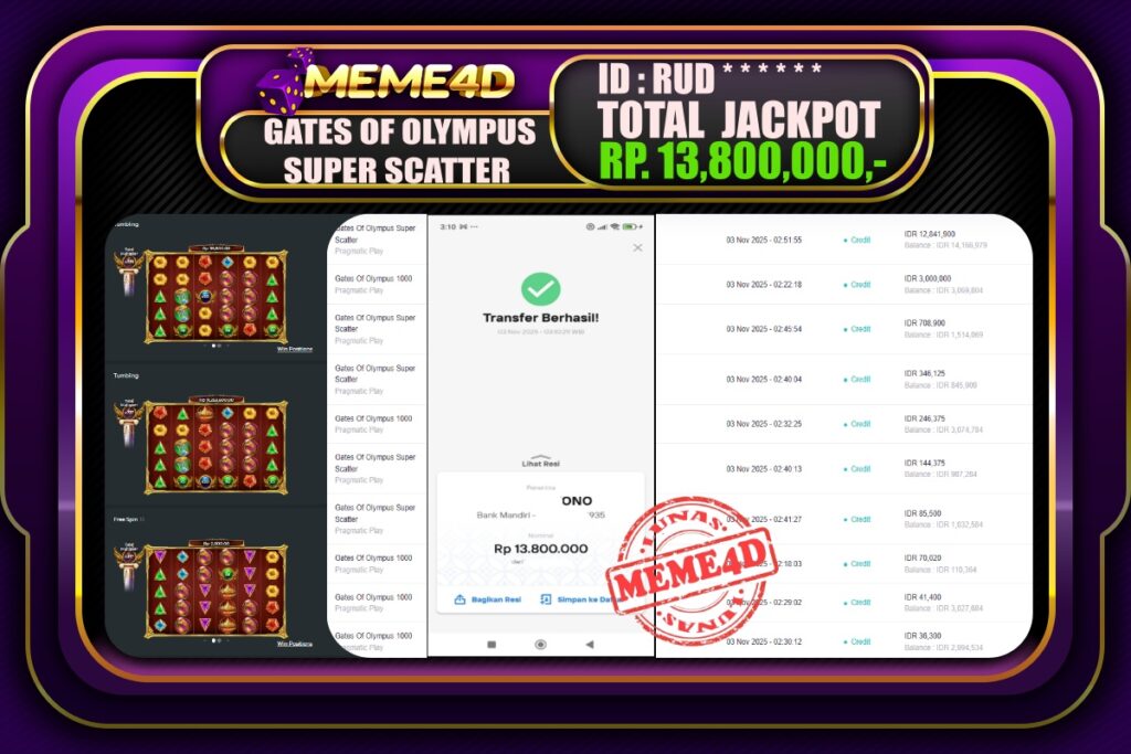 Bukti Jp MEME4D Slot Online 03 November 2025