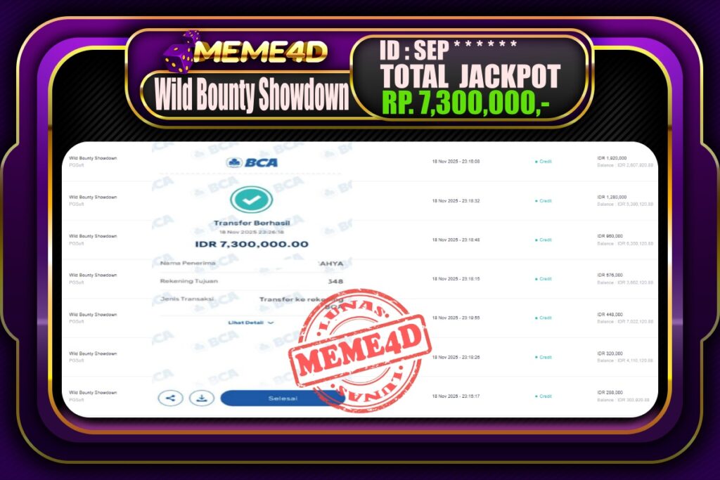 Bukti Jp MEME4D Slot Online 19 November 2025