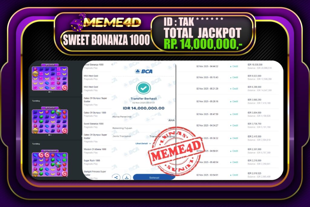 Bukti Jp MEME4D Togel Online 02 November 2025