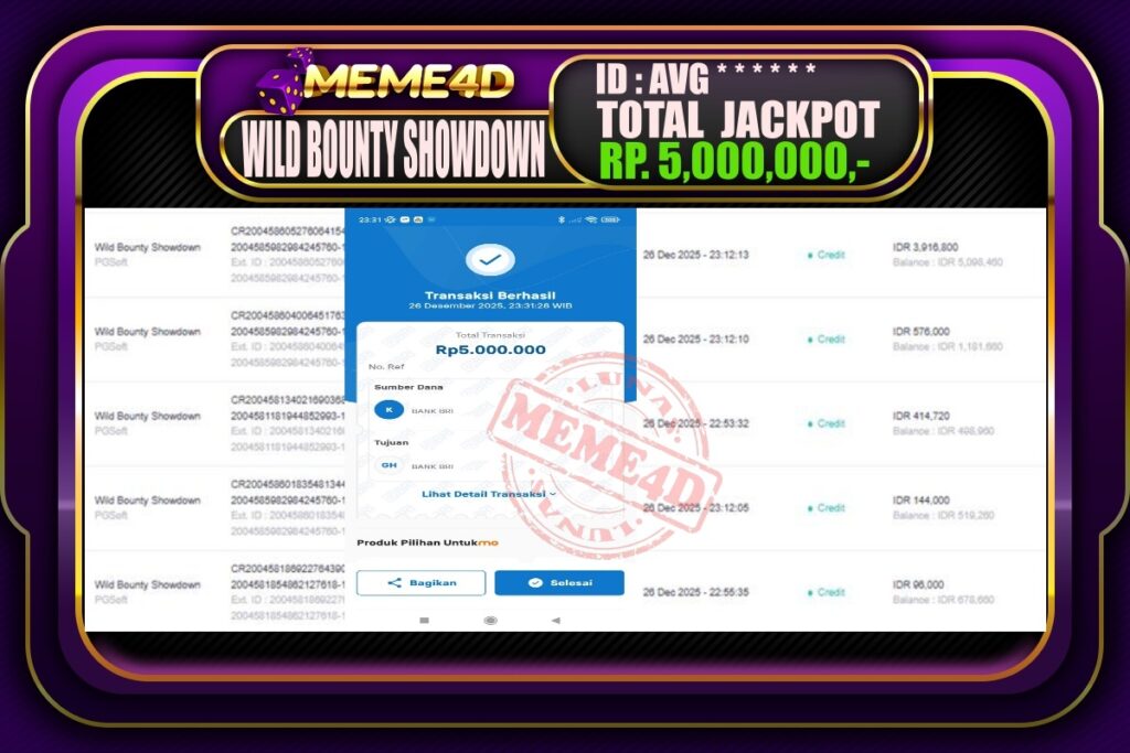 Bukti Jp MEME4D Slot Online 27 Desember 2025