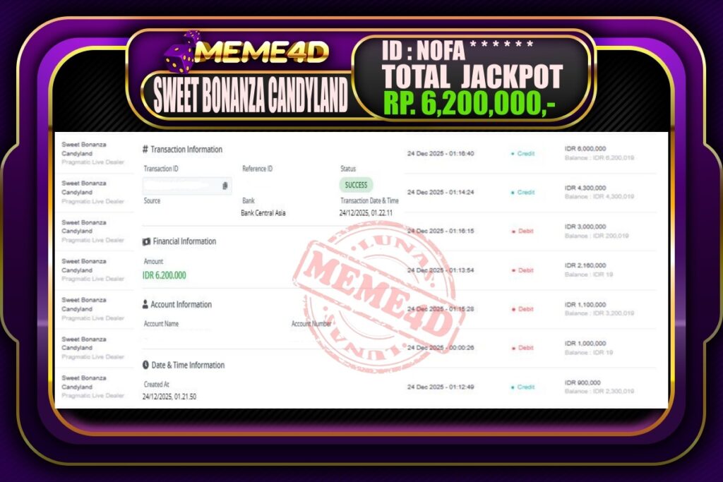 Bukti Jp MEME4D Casino Online 24 Desember 2025