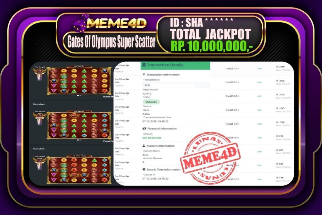 Bukti Jp MEME4D Slot Online 07 Desember 2025