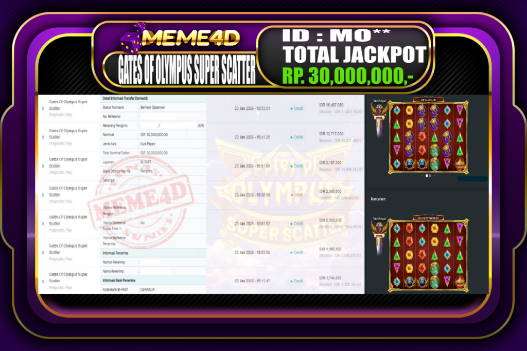 Bukti Jp MEME4D Slot Online 23 Januari 2026