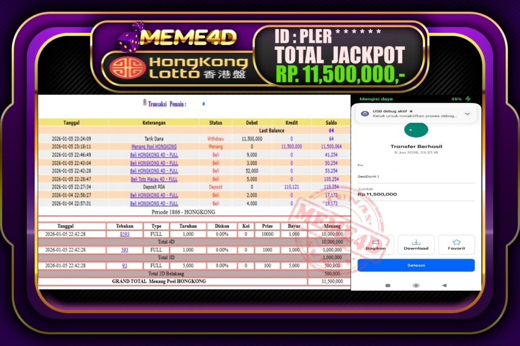 Bukti Jp MEME4D Togel Online 06 Januari 2026