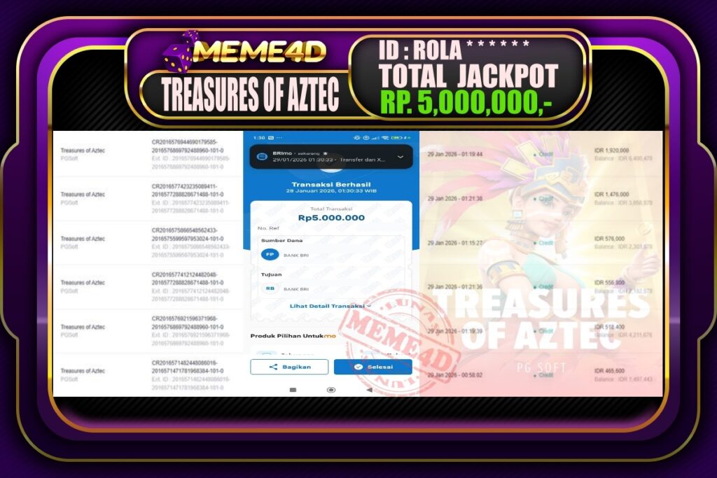 Bukti Jp MEME4D Slot Online 29 Januari 2026