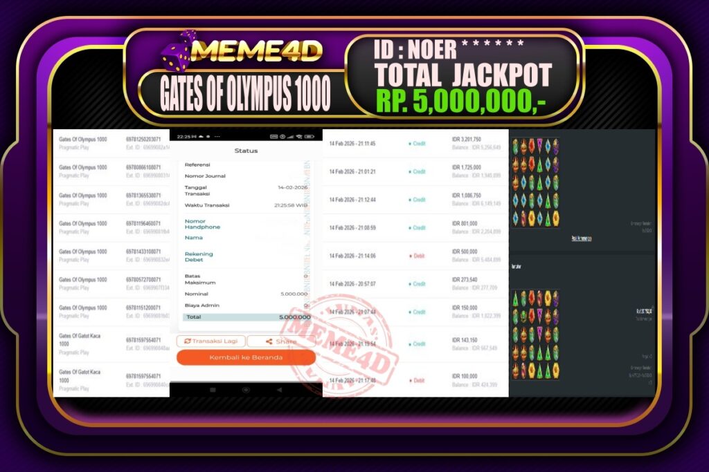 Bukti Jp MEME4D Slot Online 15 February 2026