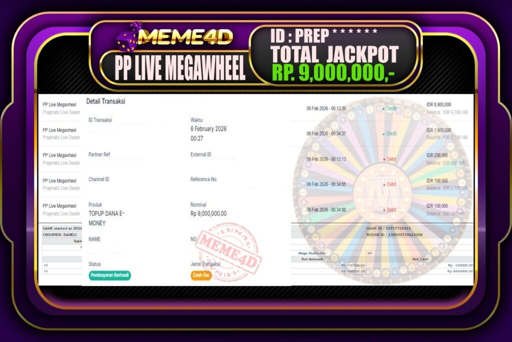 Bukti Jp MEME4D Casino Online 06 February 2026