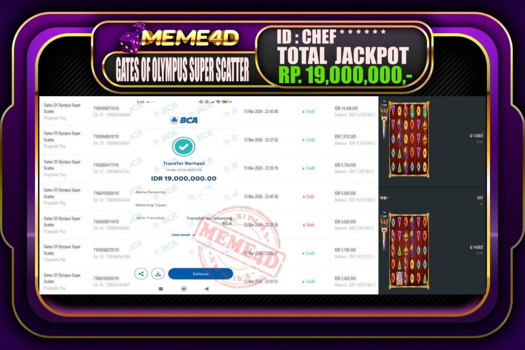 Bukti Jp MEME4D Slot Online 14 March 2026