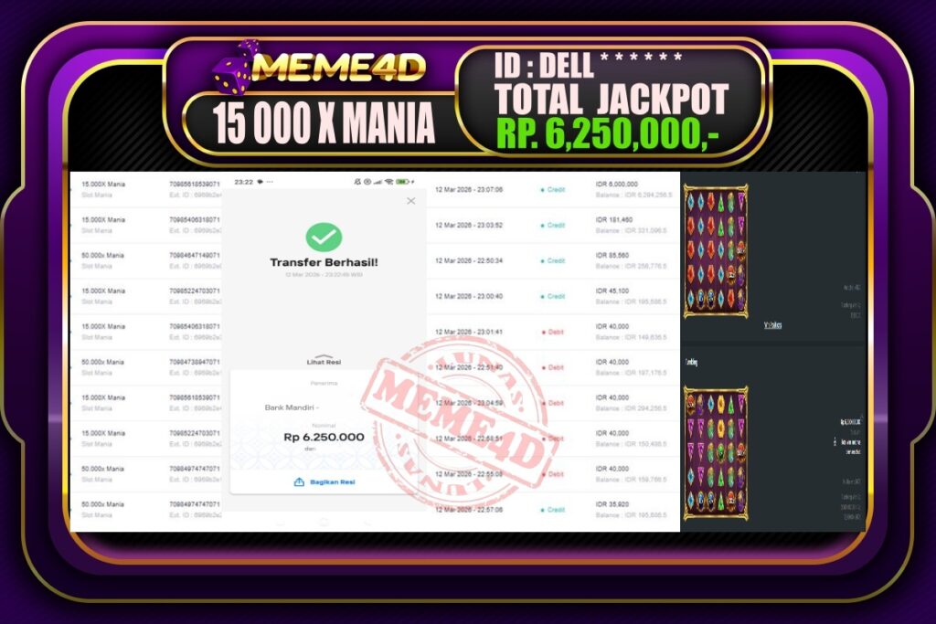 Bukti Jp MEME4D Slot Online 13 March 2026