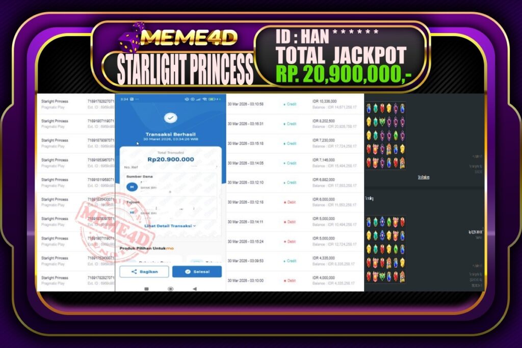 Bukti Jp MEME4D Slot Online 30 March 2026