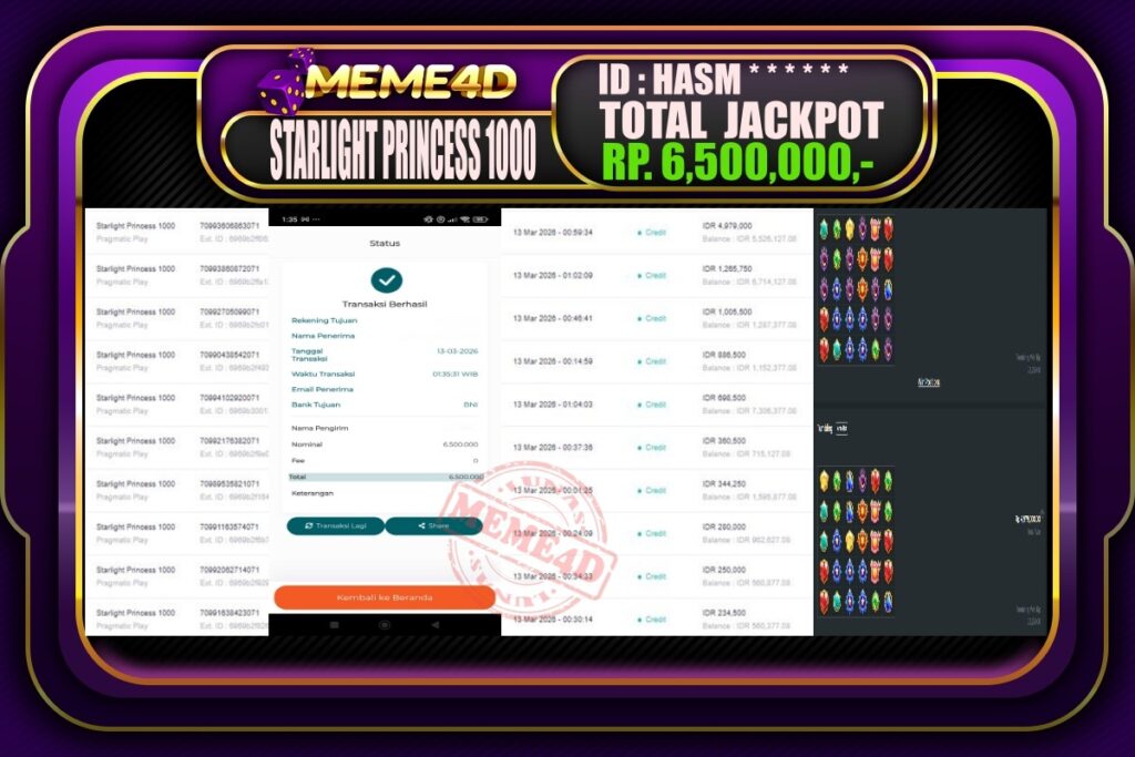 Bukti Jp MEME4D Slot Online 13 March 2026