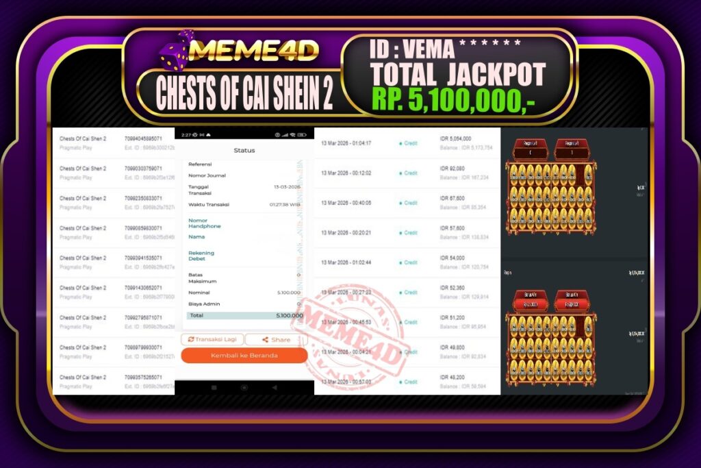Bukti Jp MEME4D Slot Online 13 March 2026