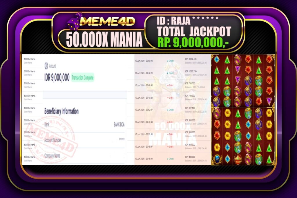 Bukti Jp MEME4D Slot Online 14 Juni 2026